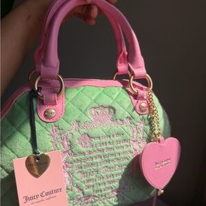 Juicy Couture Pink and Green Quilted Satchel